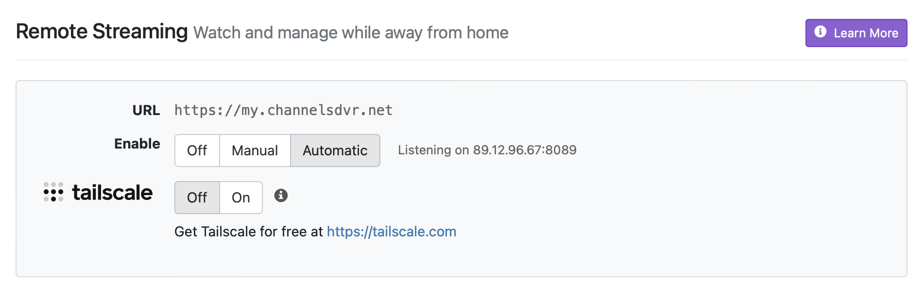 remote streaming automatic setting