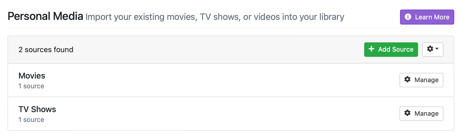 personal media source list