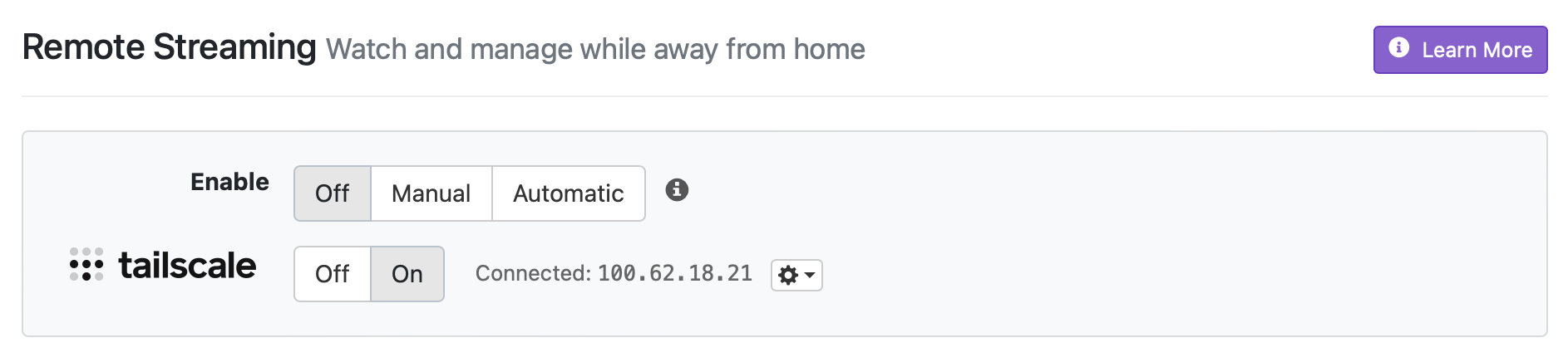 remote streaming tailscale